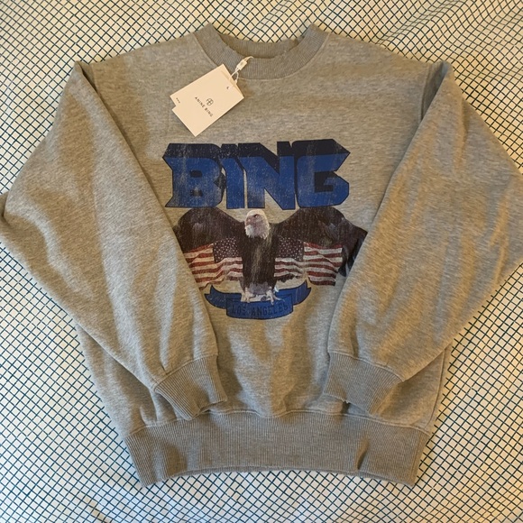 Anine Bing Vintage Bing Sweatshirt Eagle Blue & Grey Size XS NEW RARE - Picture 7 of 16